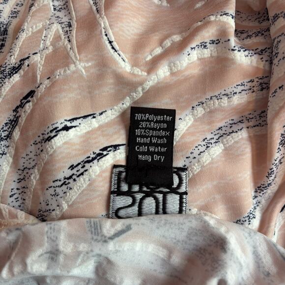 Clara Sun Woo Tunic Blouse Top Large Pink Floral Artsy Stretch Flared Sleeve - Picture 6 of 6